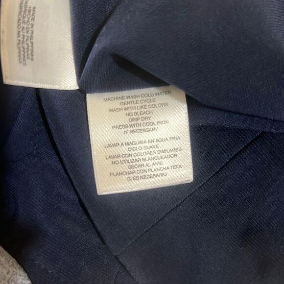 Anne Klein dress flare navy cream polka dots cap sleeve slinky 10 - Picture 8 of 9